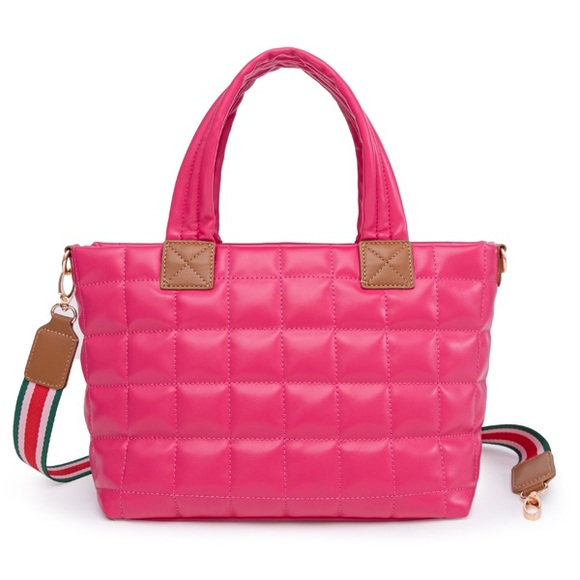 Handbags - Stylish Pink Quilted Tote Bag
